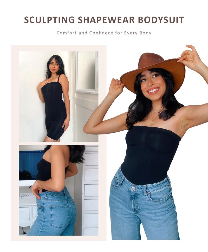 FeelinGirl  Strapless Shapewear Tummy Control Bodysuit Seamless Shaping Shortie with Removable  Womenswear Fabric Comfortable Christmas Style Springtok