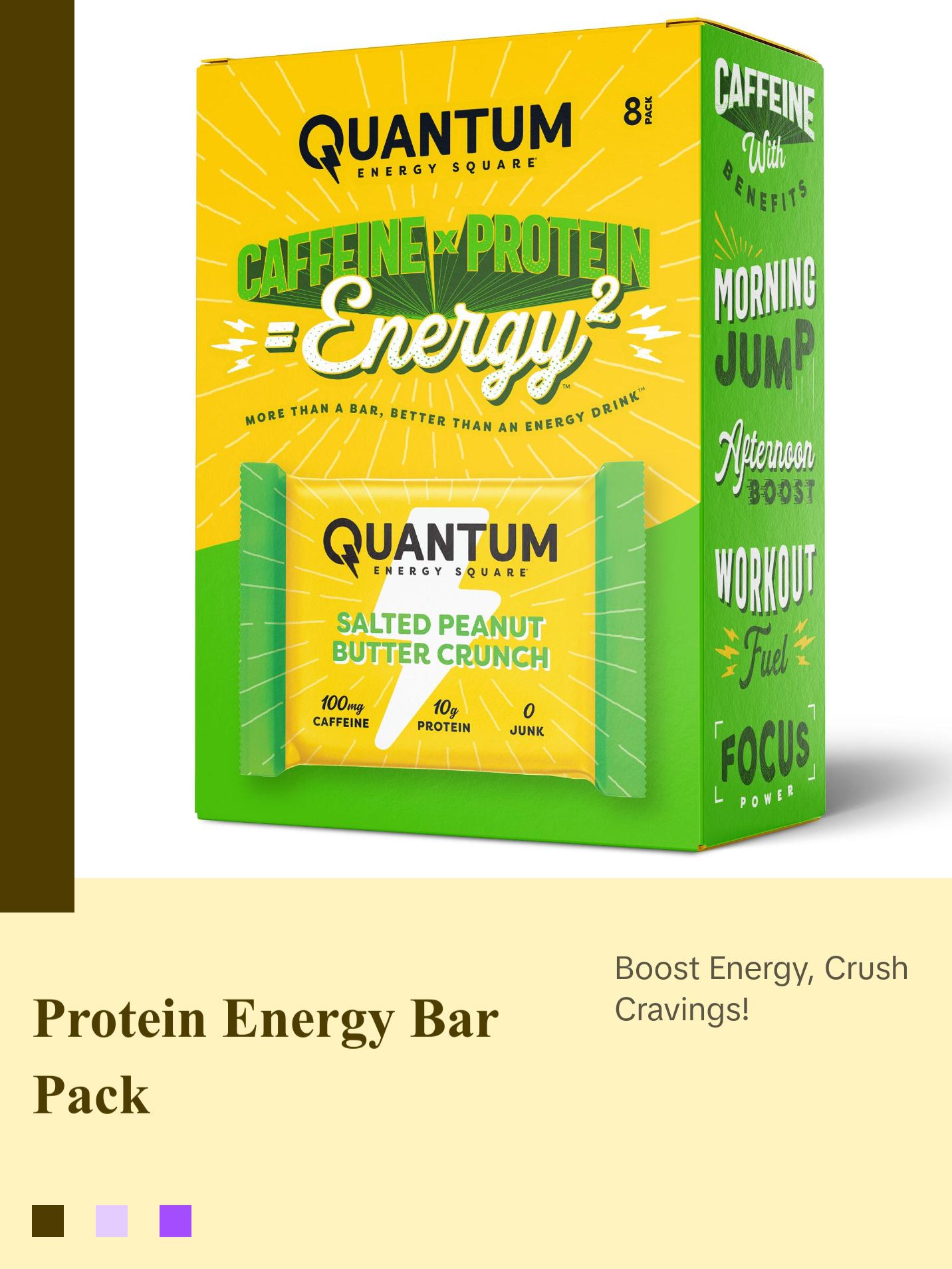 Quantum Energy Square Healthy Protein Energy Bars Salted Peanut Butter Crunch 8Pk Snack - Organic Caffeine with Balanced Macronutrients, 10g Plant-Based Protein, Vegan, Gluten-Free, Non-GMO Quantum Energy Square Healthy Protein Energy Bars Salted Peanut Butter Crunch 8Pk Snack - Organic Caffeine with Balanced Macronutrients, 10g Plant-Based Protein, Vegan, Gluten-Free, Non-GMO