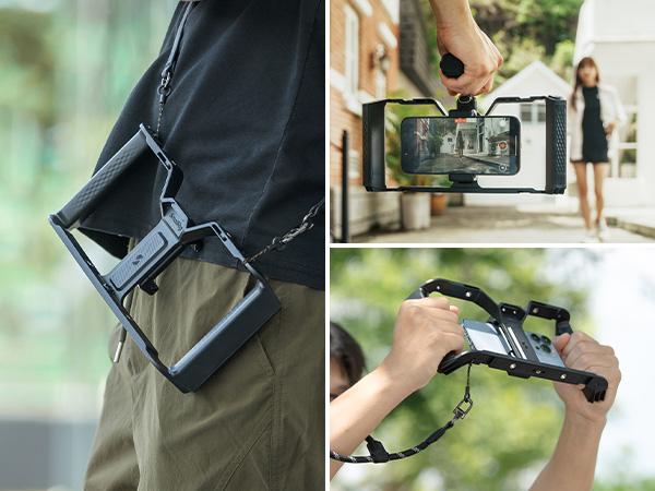 SmallRig IntegraGrip Wireless Control Universal Phone Cage, Ultra-Wide Dual handgrip Smartphone Video Rig with Cold Shoe Mount, Suitable for iPhone 17 16 & Android, for Videomaker Vlogging Content Creator Kit Camera Tripod 5355/5356