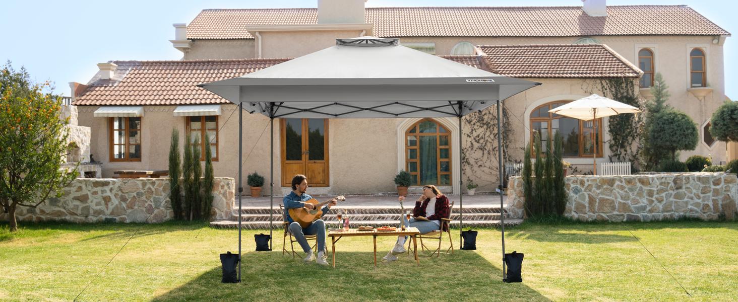 VIVOHOME 13 x 13 FT Pop Up Canopy Tent One Push Setup Outdoor Portable Shelter Tent Heavy Duty with Wheel Carry Bag and 4 Sandbags, 169 Square Feet of Shade