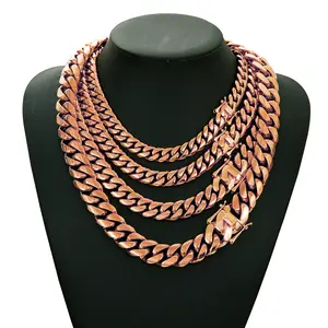 ChainsHouse Copper Cuban Chain Necklace for Men Women, 18K Gold/Black/Rose Gold Plated Miami Curb Chains,7.5‘’ 8.5'' 16'' 18" 20" 22" 24" 26" 28" 30" Length, 14mm/16mm/18mm/20mm/22mm/24mm/26mm/28mm/30mm Wide,Send Gift Box