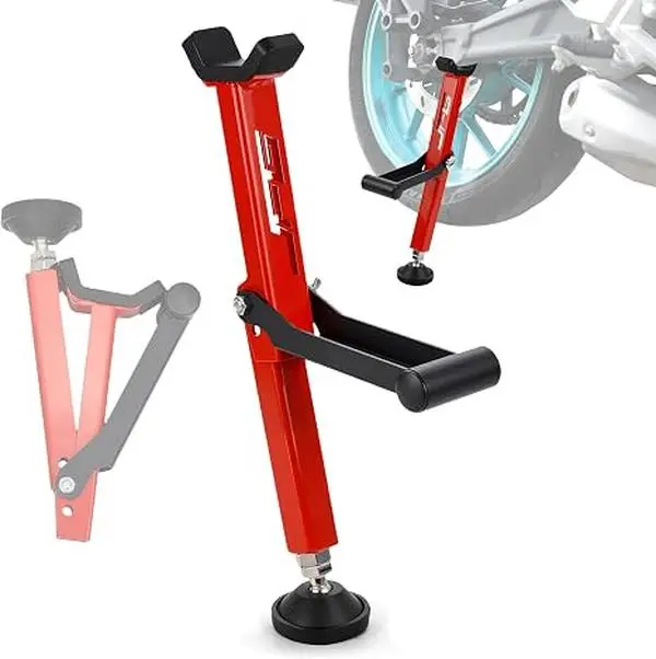 CNC Universal Motorcycle Wheel Stand Lift Trail Stand for Most Dirt Bikes | Adjustable and Portable Dirt Bike Wheel Lift Stand (Length Adjustment Range:35CM/ 13.78IN-41CM/ 16.14IN)-Red Body