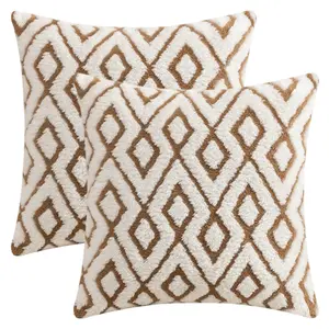 REGALWOVEN Soft Snowflake Fleece Throw Pillow Cover, Geometric Cushion Case with Hidden Zippered Comfortable Pillow Case Chair Decor 18 x 18 Inch Brown