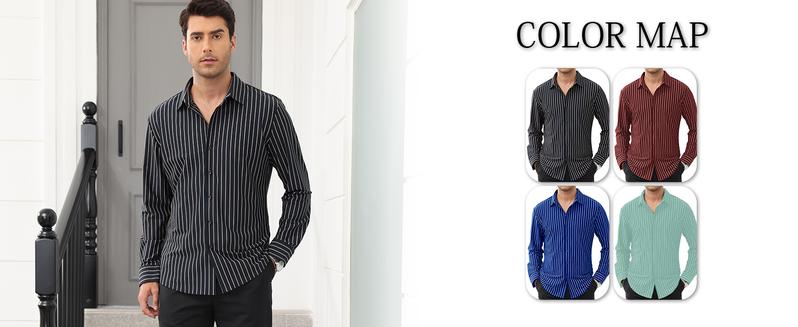 ELENCOCO Long Sleeve Thickened Stretch Shirt Longsleeves Blouse Striped Outdoorfun,Menswear,Father's Day gift,Tiktok shop deals,Gifts for him,Valentines day outfit Casual Crew Neck Casual Classy Fashion