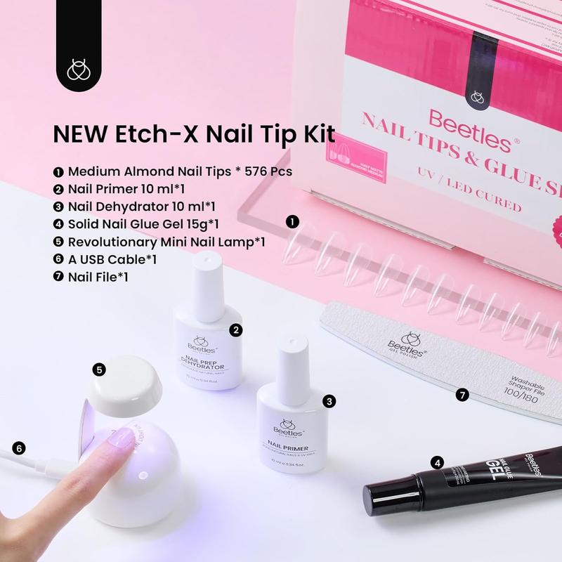 Beetle Thin Extension Nail Tips Kit, Almond/Coffin/Square Shape Acrylic Nail False Nail press ons Nail  DIY Nails Art Gift for girl Gift for woman gel x nails salon nails at home  Fall Nail Thanksgiving Gift Black Friday Winter Nail Christmas Gift