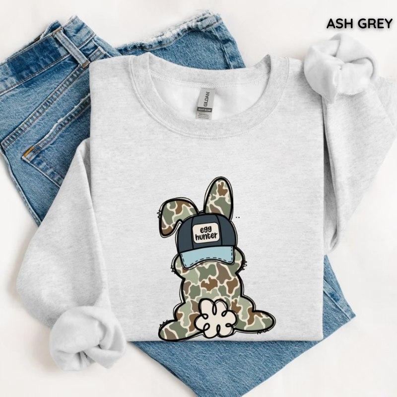 Egg Hunter Camo Easter Sweatshirt, Toddler Crewneck, Easter Day Shirt, Camo Easter Bunny Shirt, easter toddler shirt, Trendy shirt