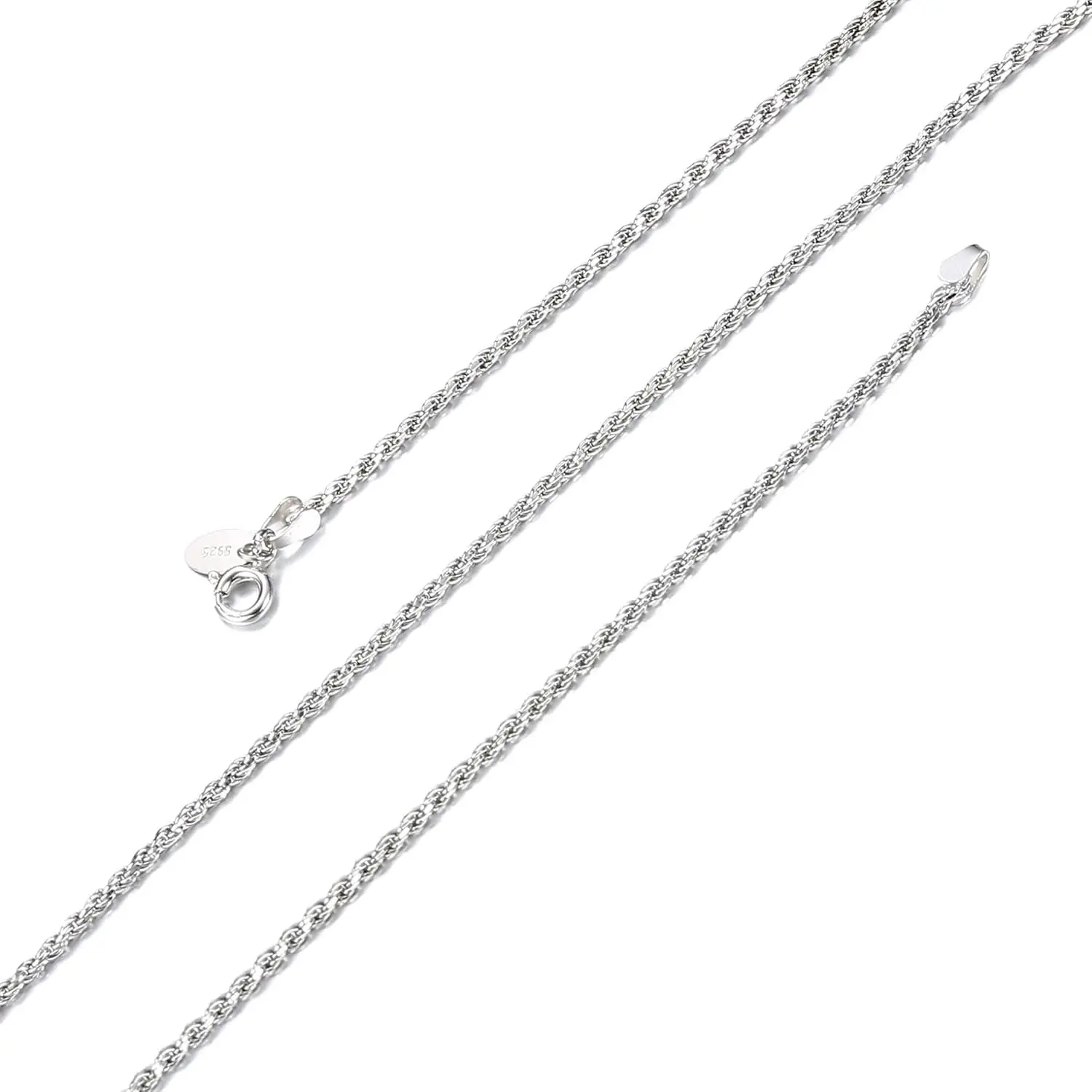 Unisex Twist Rope Curb Chain Link Necklace - 1.3mm/1.5mm Curb Links, Lobster Clasp, 14-30 in Multiple Lengths, Lightweight, Hypoallergenic, Plain Rope Design, Ideal for Daily Wear, Chain Link Necklaces, Multiple Lengths Necklaces