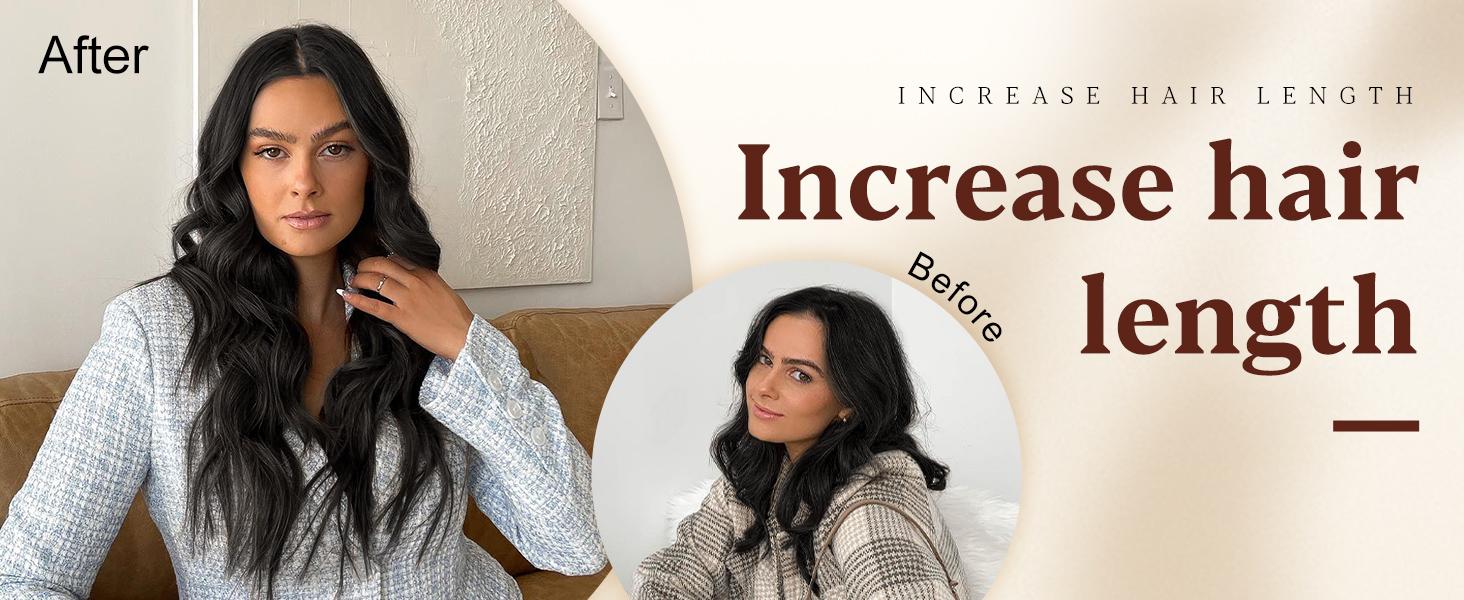 AISI HAIR 4PCS Long Wavy Hair Extensions 20/24 Inch Synthetic Thick Hairpiece for Women Double Weft Construction Non-Slip Clips Comfortable Wear