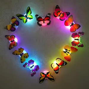3D LED Butterfly Night Lights, 5Piece Single and Double Butterfly Decoration Light, Glowing Flash Wall Stickers Light for Bedroom, Garden, Backyard, Party, Lawn, Living Room DecorLED Butterfly Night