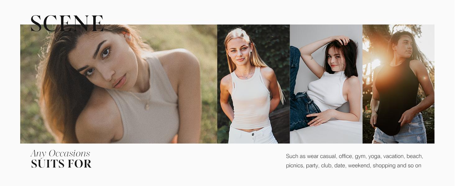 Dokotoo Womens Ladies Ribbed Thick Strap Racerback Tight Slim Fitted Sporty Workout Tank Tops