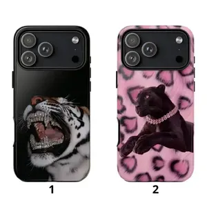 Luxury Wild Animal Phone Case Set, Leopard & Panther Glam Design, Matching Couple Phone Covers, Trendy Gift for Couples, Case for iPhone 17 Pro Max Phone Case 17 Air 16E 16 15 Plus 14 13 12 11 X XS Max XR 7 8 Plus Phone Cases,Samsung Galaxy S25 ULTRA