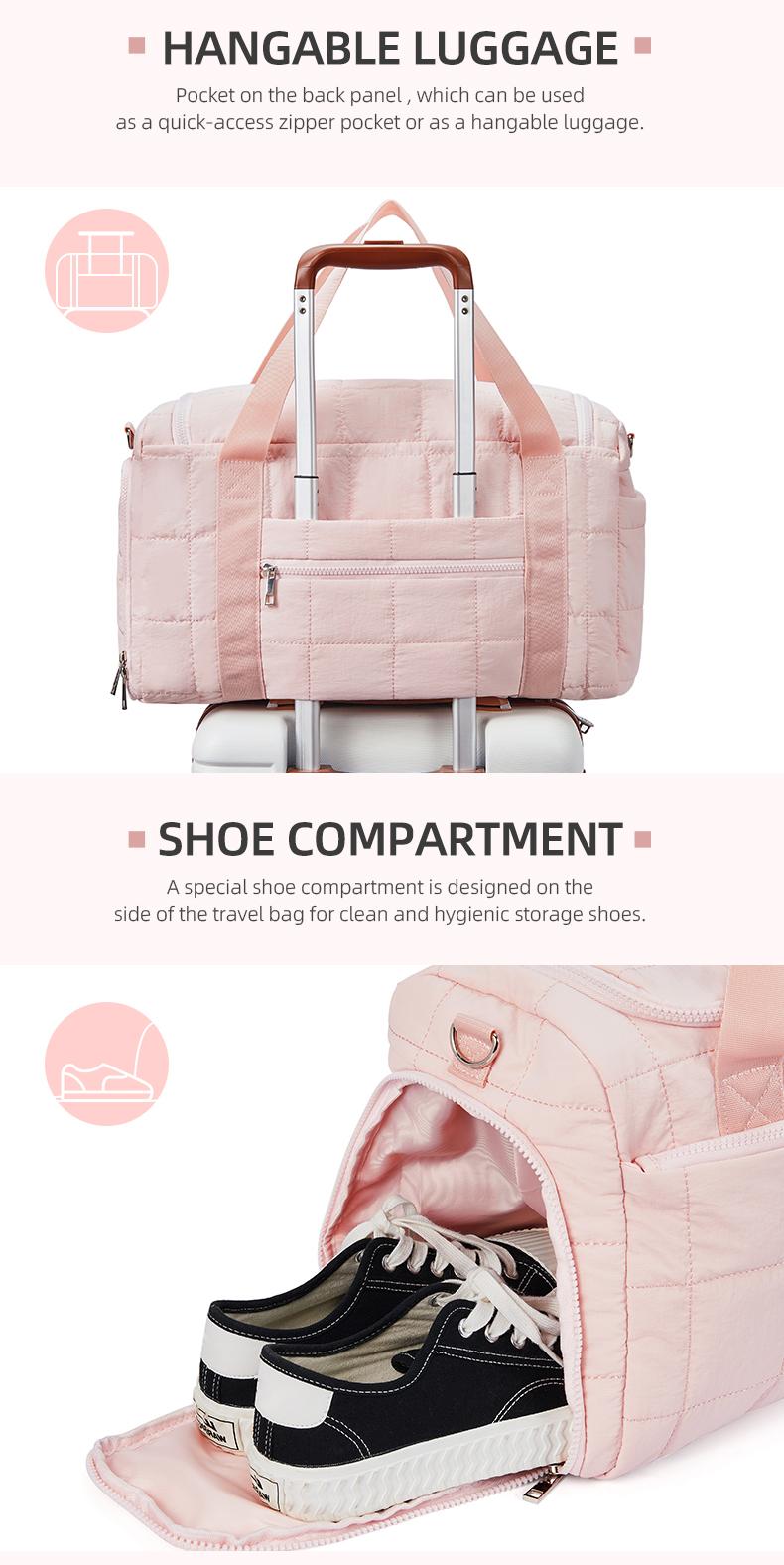 WESTBRONCO 2026 New In Chic Puffer 25L Travel Bag Duffle Bag with Wet Pocket Women Carry All Weekender Bag Waterproof Bag Gym Durable FASHION Bag for Winter Lightweight   Traveling Garment Hospital Bag Mom Gift for her