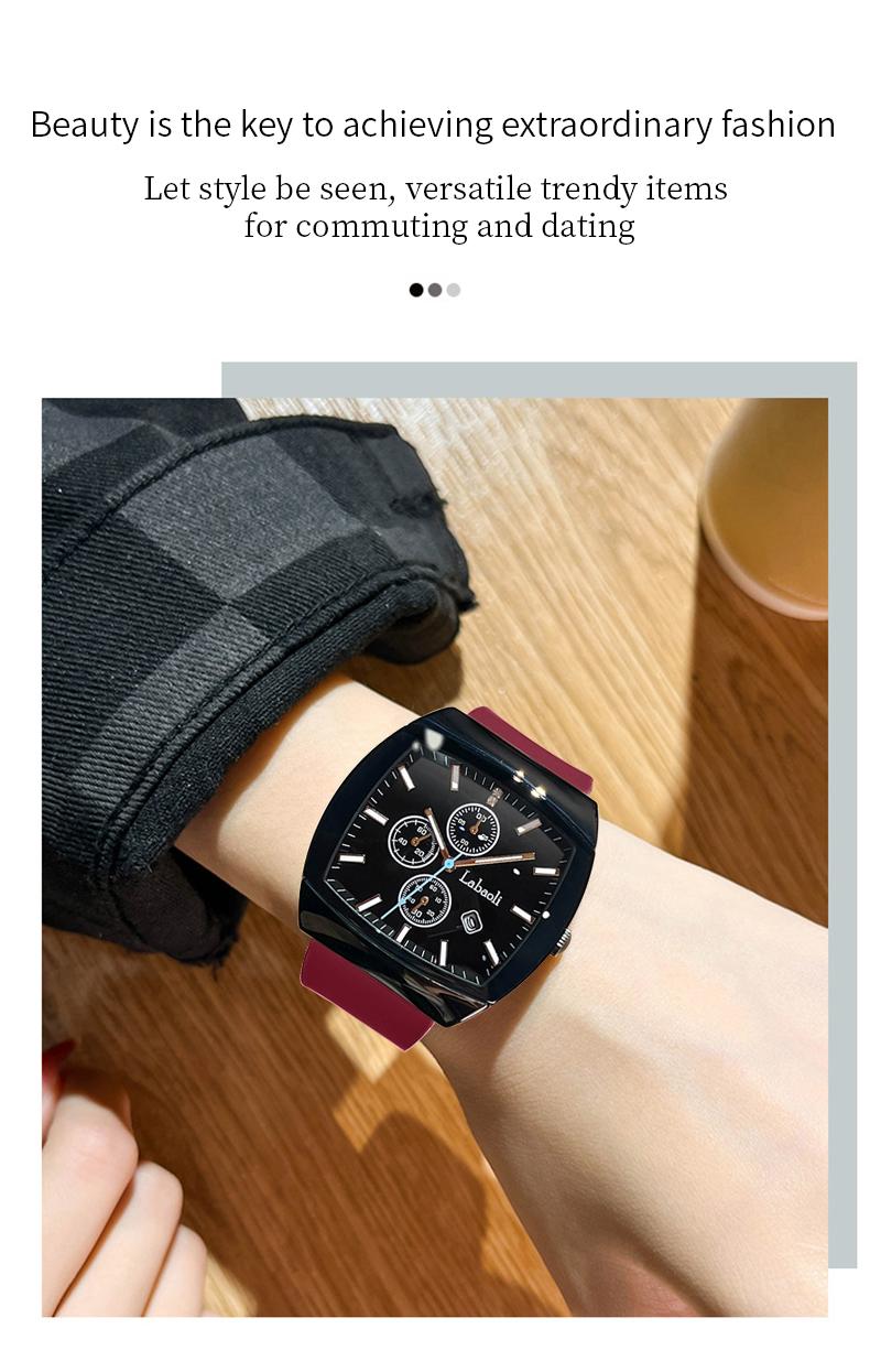 Fashionable watch unisex tonneau-shaped watch – a perfect combination of sport and style, featuring analog-digital dual display, multifunction design, waterproof and luminous features, and a date display.