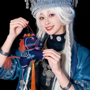 Miao Embroidery Lucky Horse Charm  Feng Shui Talisman for Success & Protection | Handcrafted Oriental Ornament Gifts Traditional