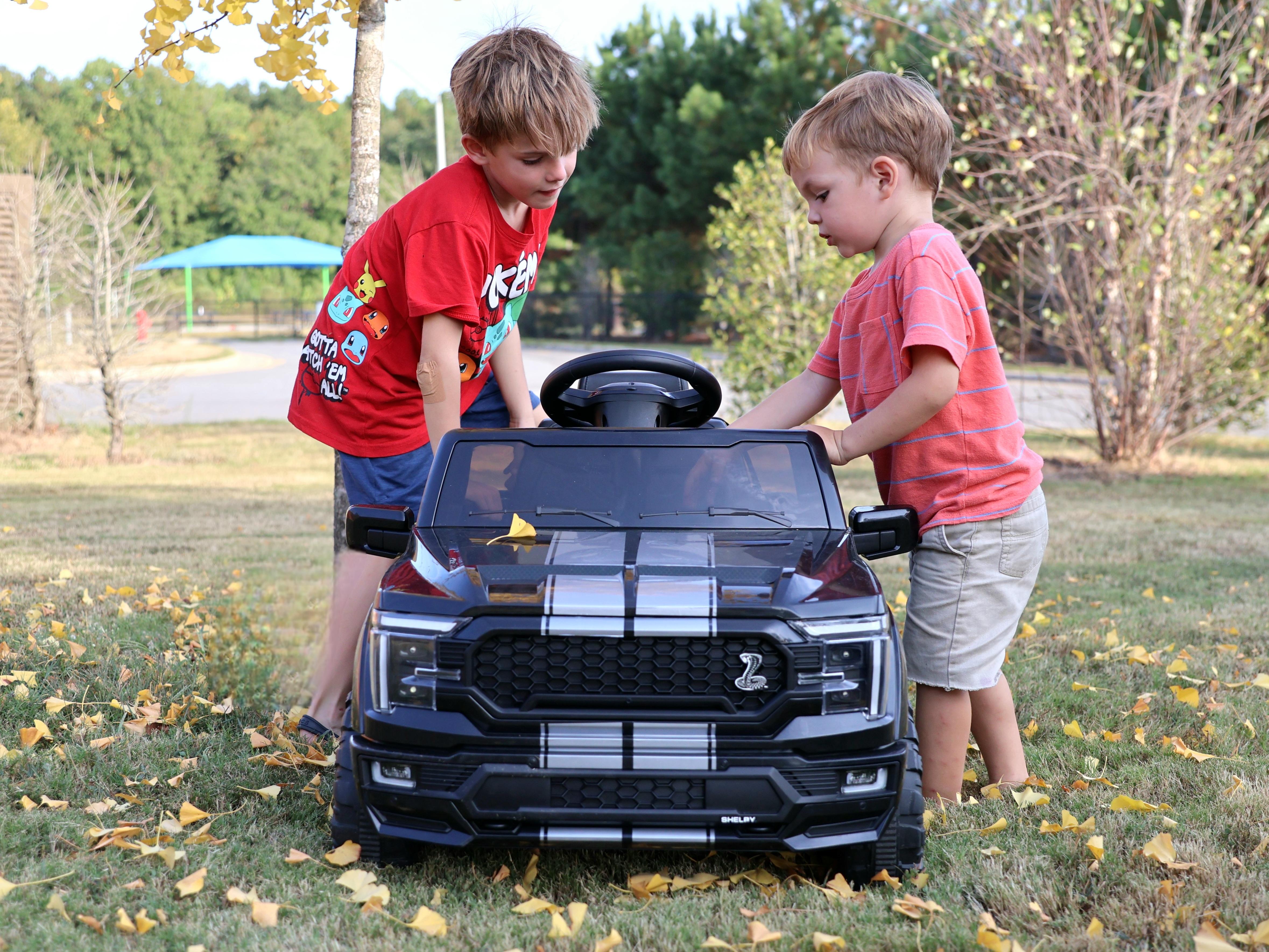 Hikiddo Electric Car Licensed Ford-Shelby F-150 12V Kids Ride on Truck Toys for Kids Toddlers with Remote & Bluetooth