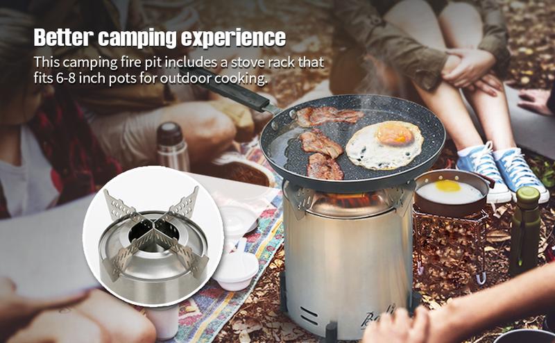 BALI OUTDOORS Smokeless Fire Pit, 6.5-Inch Turbo Flame Tabletop Fire Pit, Stainless Steel, Adjustable Flame,  with Stand and Stove Rack, Carry Bag TikTokShopBlackFriday