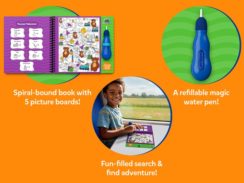 Skillmatics Reusable Search & Find Book - Water Spotter, Mess-Free Learning Activity, Stocking Stuffers, Christmas Fun, Travel Toy, Gifts for Boys & Girls Ages 4 to 8