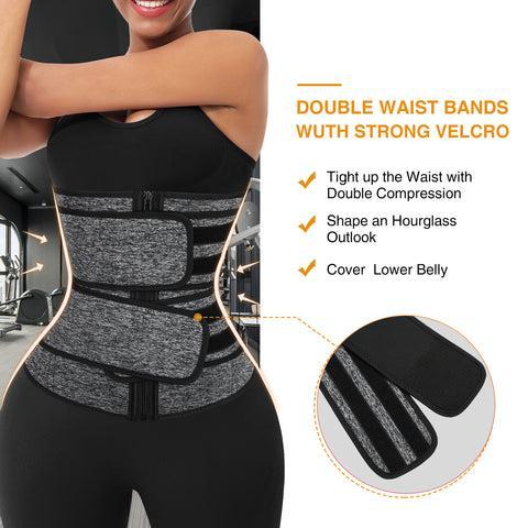 FeelinGirl Hot Selling 7 Fatting Burning Double Belt Waist Trainer Compression Fabric Shapewear Comfort Womenswear Waist Trainer