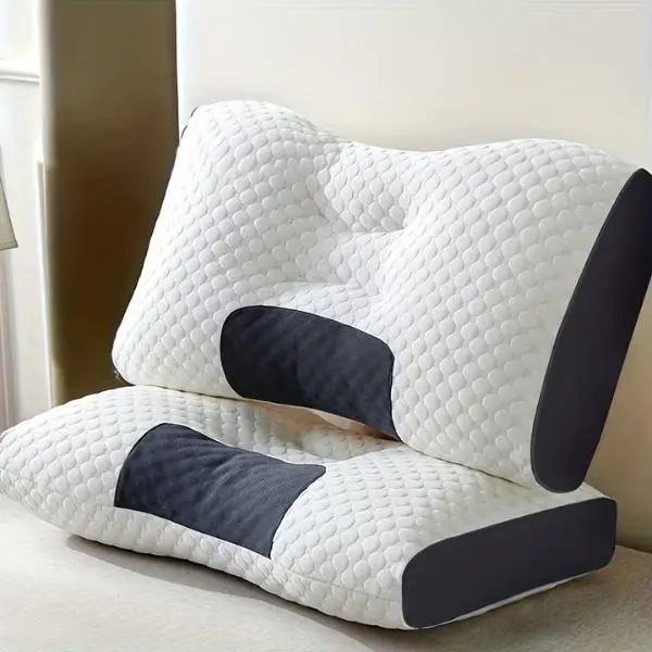 2-Pack High Density Ergonomic Cervical Neck Pillows for Sleeping Rest, Bed Pillows with Adjustable Height & Contour Neck Support (2-Piece Set),  Bed Accessories mellow puff