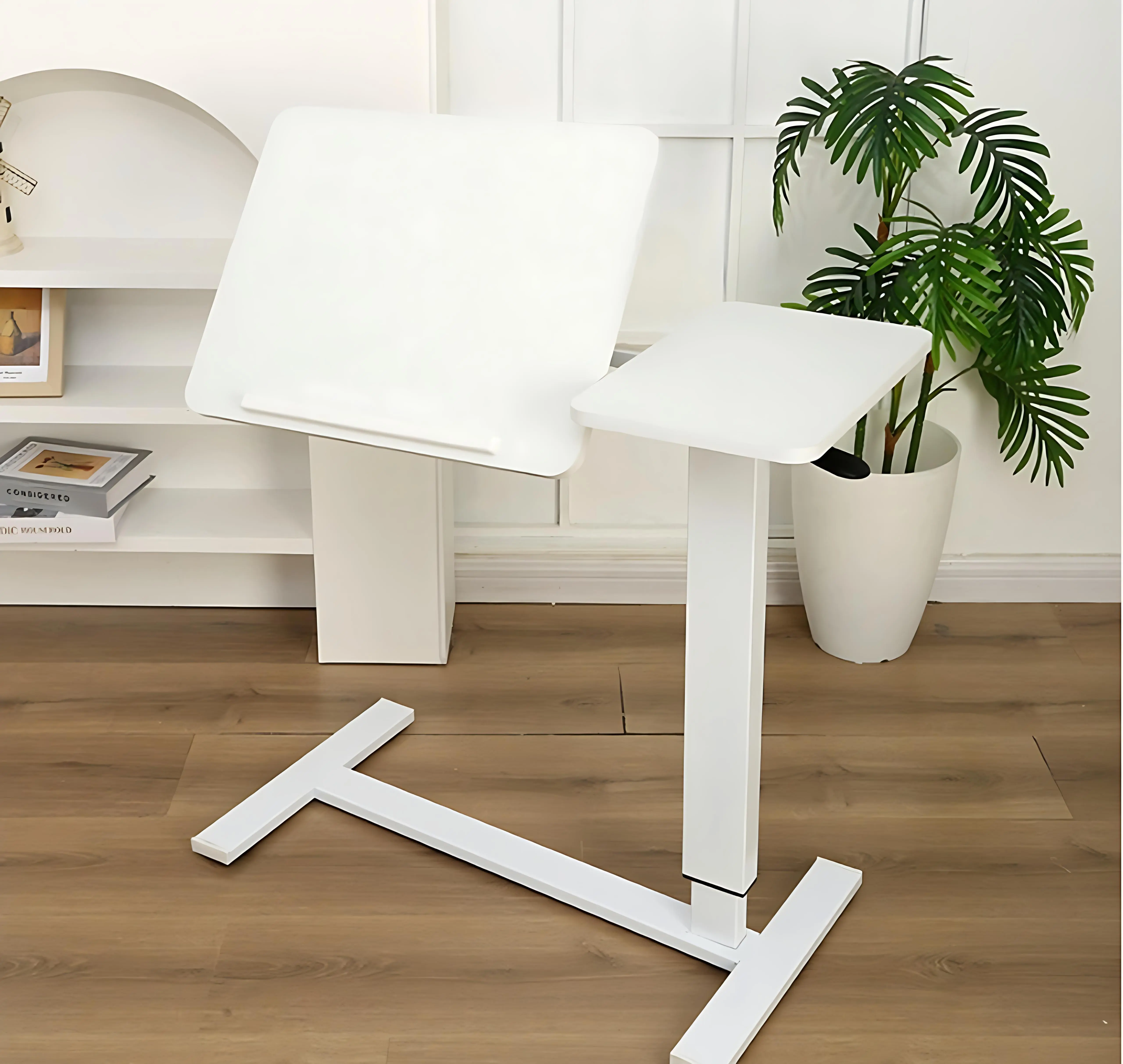 Overbed Bedside Desk, Mobile Rolling Laptop Stand Tilting Overbed Table with Wheels, Height Adjustable Tray Table for Laptop Bed Sofa Side Table, Bedside Table