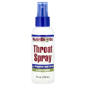 NutriBiotic Throat Spray with Grapefruit Seed Extract plus Zinc & Menthol, 4 fl oz (118 ml)