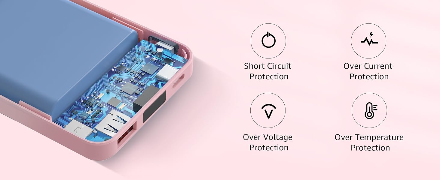 Podoru Magnetic Power Bank, 10000mAh for MagSafe Portable Battery Pack Fast Wireless Mobile Charger and USB-C Cable, for iPhone 17/16/15/14/13/12 Series