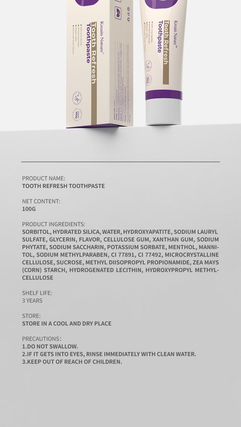 Kreain Nature 6 Tooth Refresh Toothpaste for Fresh Breath Prevent Tooth Loss with Natural Ingredients Gentle Care for Tooth Sensitivity Toothache