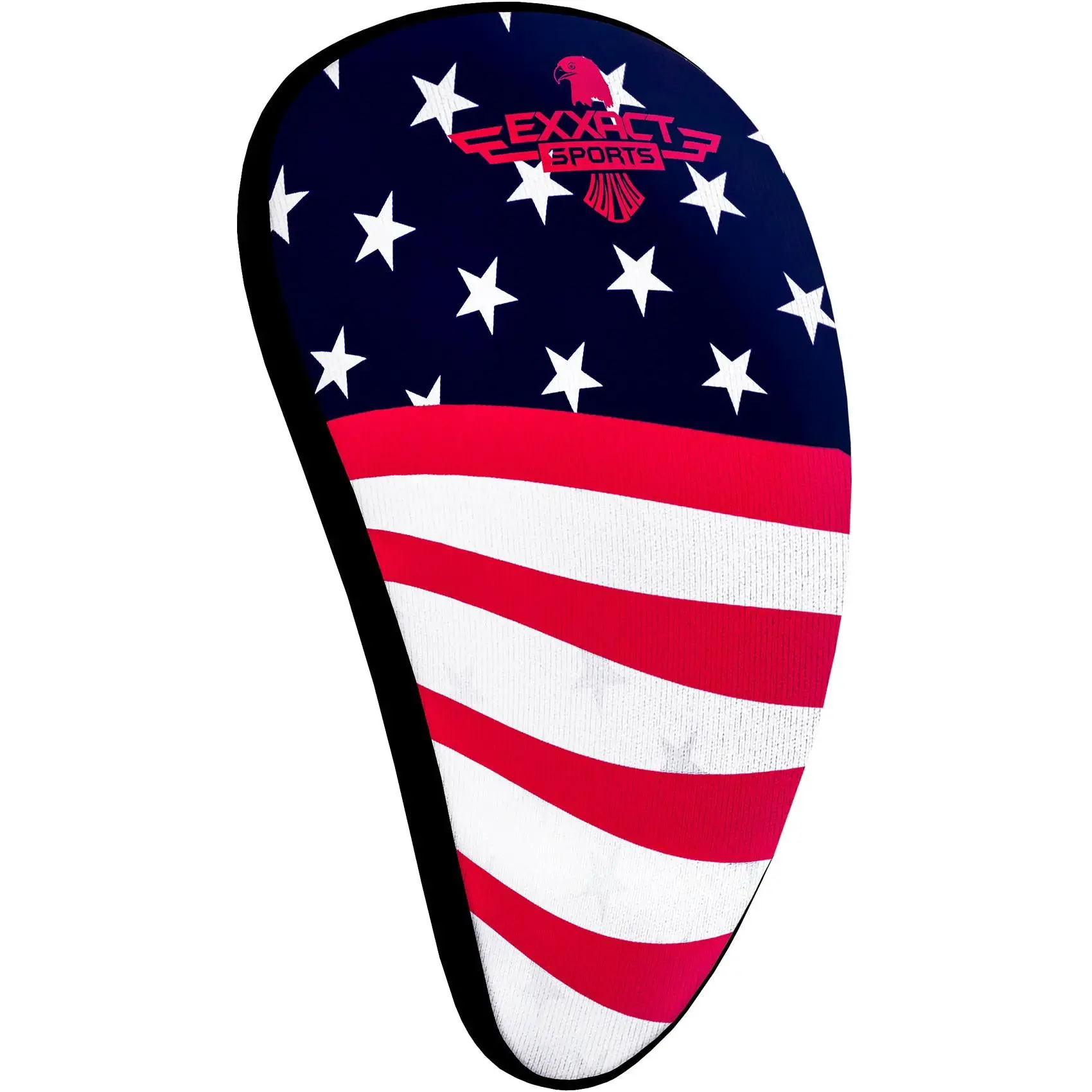 Exxact Sports Ergonomic Lightweight Plastic Athletic Cup for Men, Youth - Soft Rim Comfort, Secure Superior Support, Adjustable Design, Martial Arts Compatible with Most Jock Straps (USA Flag)