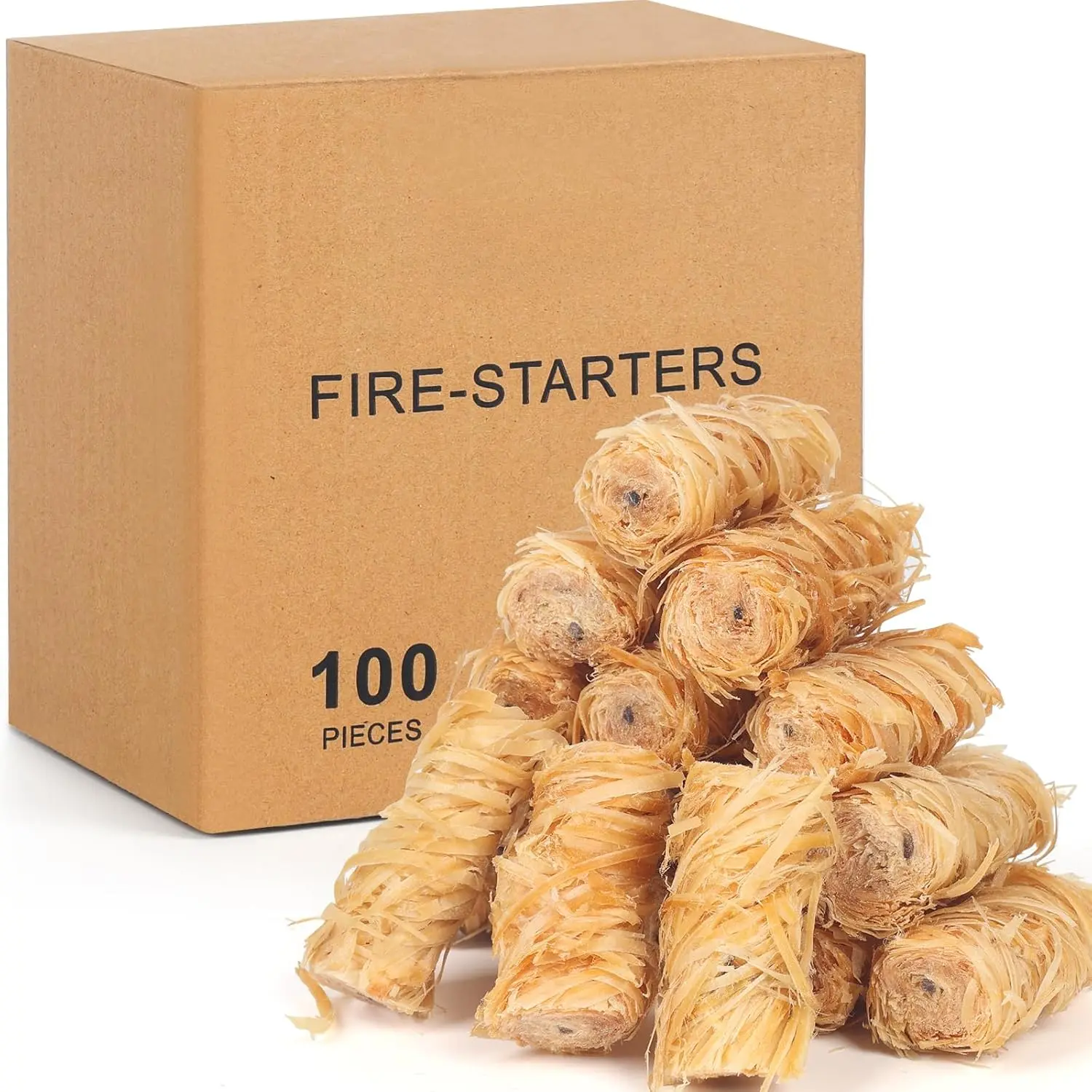 100 Counts Fire-Starter, for Campfire - Fireplace - BBQ - Fire-Pit - - Fire-Starters, Quick Light -Charcoal Fire-Starter