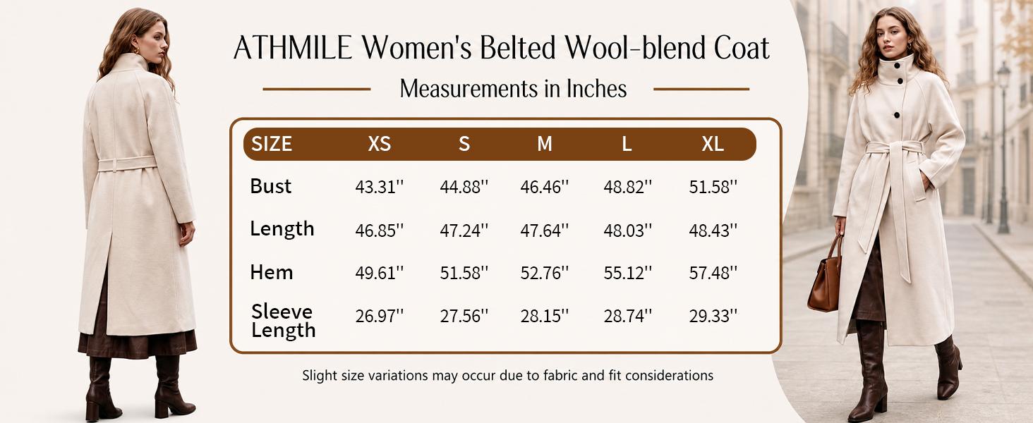 SCUSTY Women's Stand Up Collar Double-Sided Woolen Long Coat For Lazy Style Woolen Coat Long Coat with Wool and High Neck