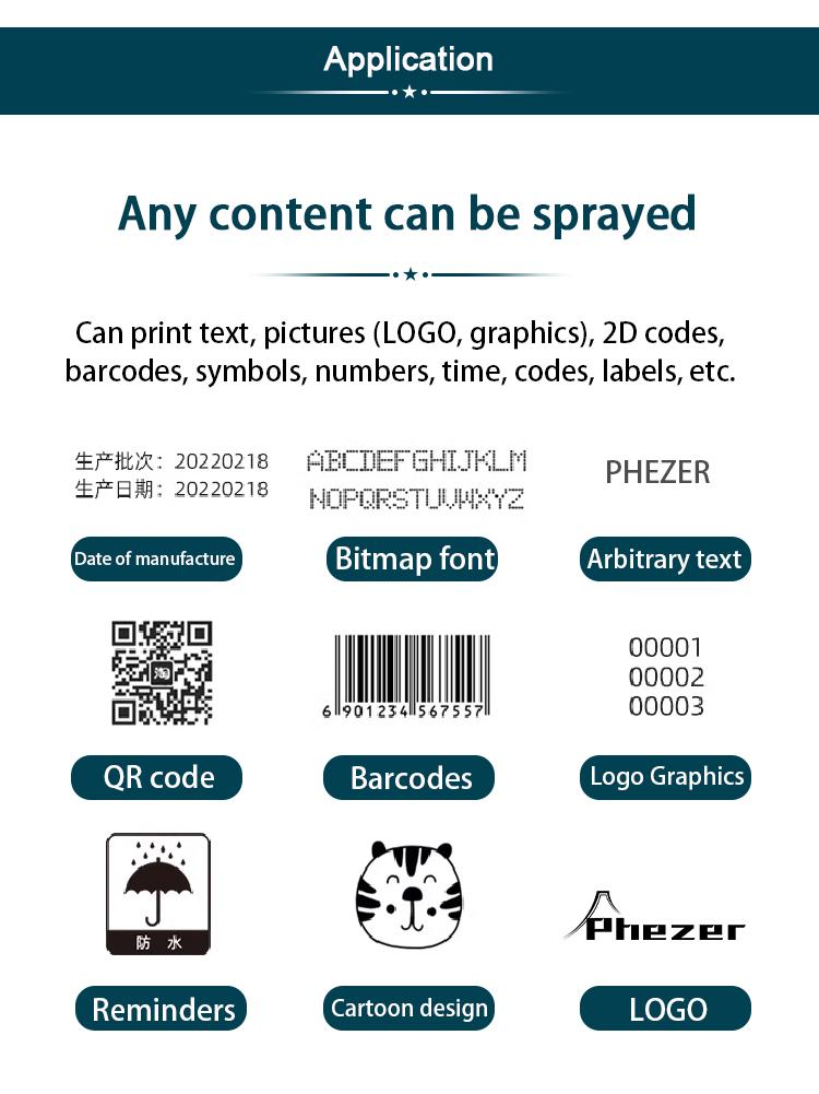 Phezer P15 Smart Touchscreen Handheld Inkjet Coder | High Adhesion PS100 Black Ink (0.5 Inch/12.7mm) | 600DPI Portable Printer for Metal, Glass, Plastic. Prints Date, Batch Code, QR, and Barcode Cloth Printing