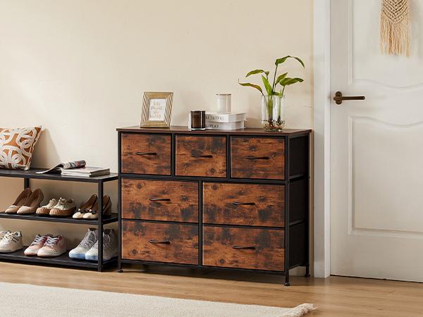 【Deal】7 Drawers Dresser for Bedroom and TV Stand, Fabric Storage Tower for Clothes, Baby Stuff