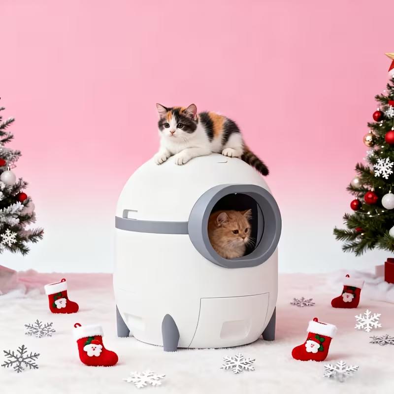 Christmas/Birthday Gift Smart Automatic Cat Litter Box White - APP Remote Control, Self-Cleaning, Odor Removal, Safe Anti-Pinch & Weight Tracking for Medium Cats & Kittens