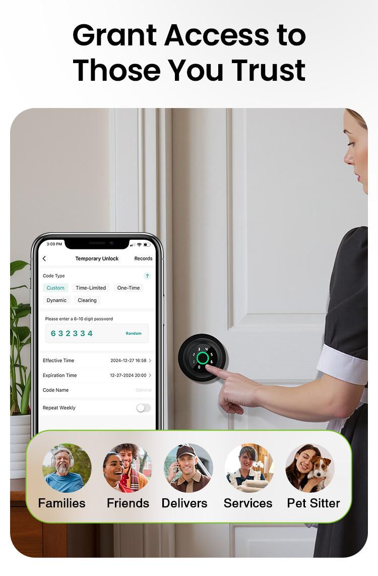 GHome Smart 4-in-1 Fingerprint Door Knob with Keypad, Biometric Smart Knob and App Control, Keyless Entry Door Lock with Password Function | TikTokShopBlackFriday
