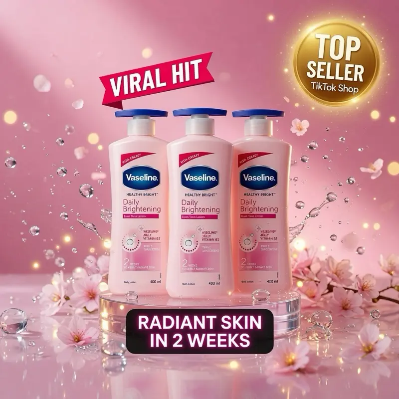 Vaseline Daily Brightening Face & Body Milk Lotion with Serum - Non-Greasy Body Care Moisturizer, Hydrating, Soothing (3-Pack Multi-Pack, 400ml Each), All, Pack Of 3