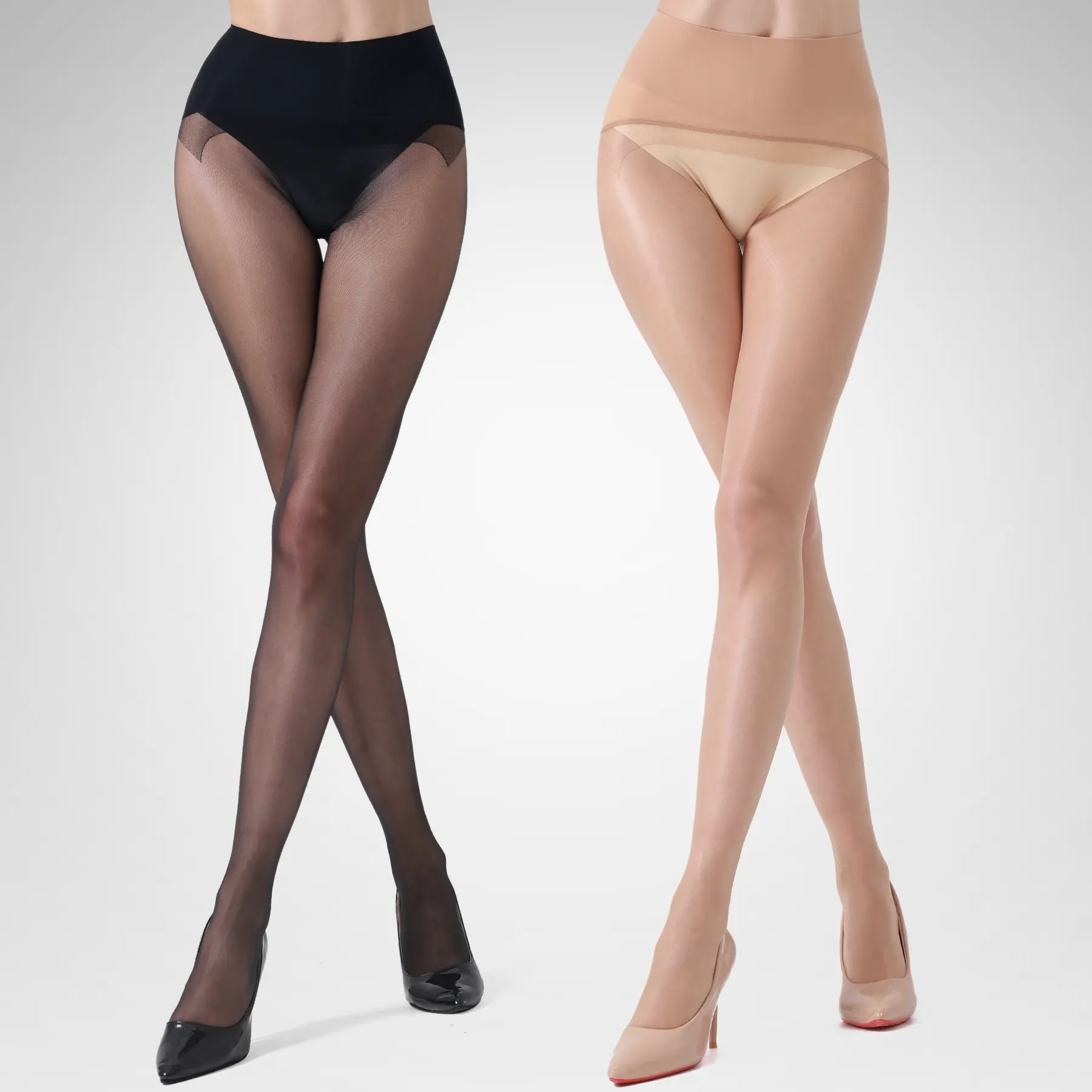 WiliW 2 Packs 10D Ultra Sheer Control Top Pantyhose for Women with Reinforced Daily Work Business Wear