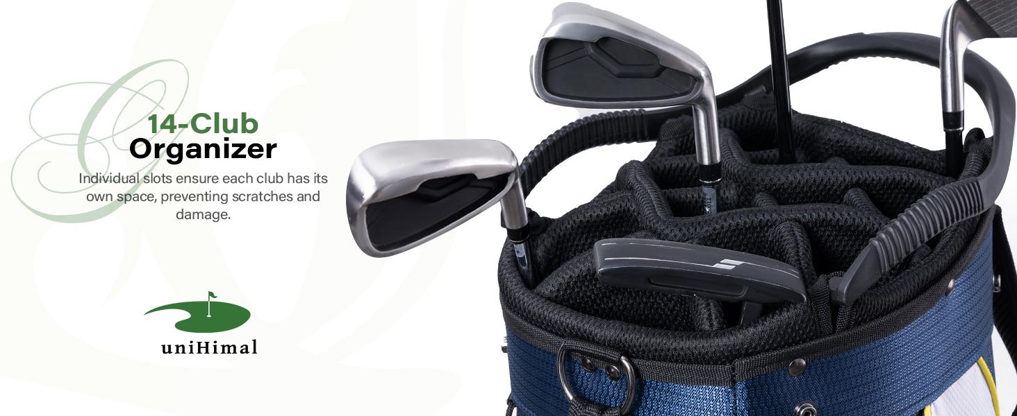 UNIHIMAL Golf Cart Bag with 14-Way Divider Top, Ample Storage Space, Men's Golf Bag with Handles and Umbrella Holder
