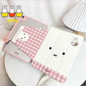 Kawaii Miffy Rabbit Tablet Case 720° Rotating Ipadair5 Case Pro Acrylic 9.7-in Miffy Rabbit 9/10/11th Generation New Model 10.2