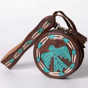 *SALE* Round Tooled Leather Canteen Bag - Floral Western Design