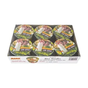 MAMA Beef Pho Noodle Soup Bowl - Authentic Thai & Vietnamese Flavor, Instant Rice Noodles, 65g x 6 Bowls