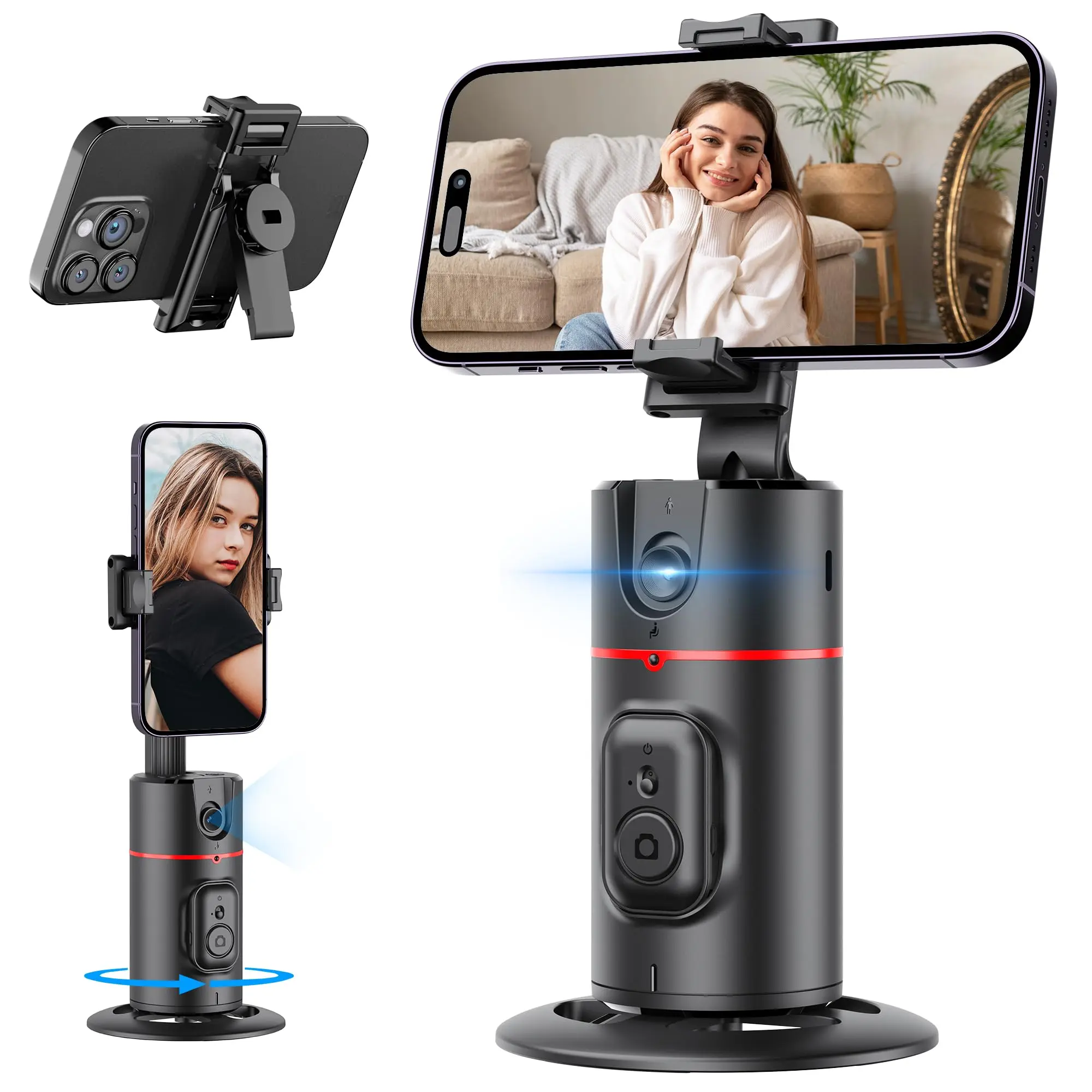 Auto Face Tracking Phone Holder, Phone Stand, Gimbal Stabilizer for Live Vlog, TIK Tok,  with Detachable Controller, No App Required, tiktok shop store