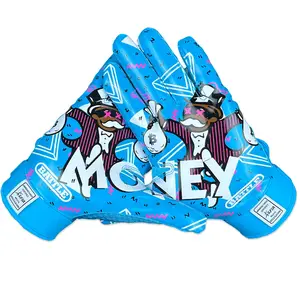 Battle Sports Adult Money Man 2.0 Football Receiver Gloves - Neon Blue