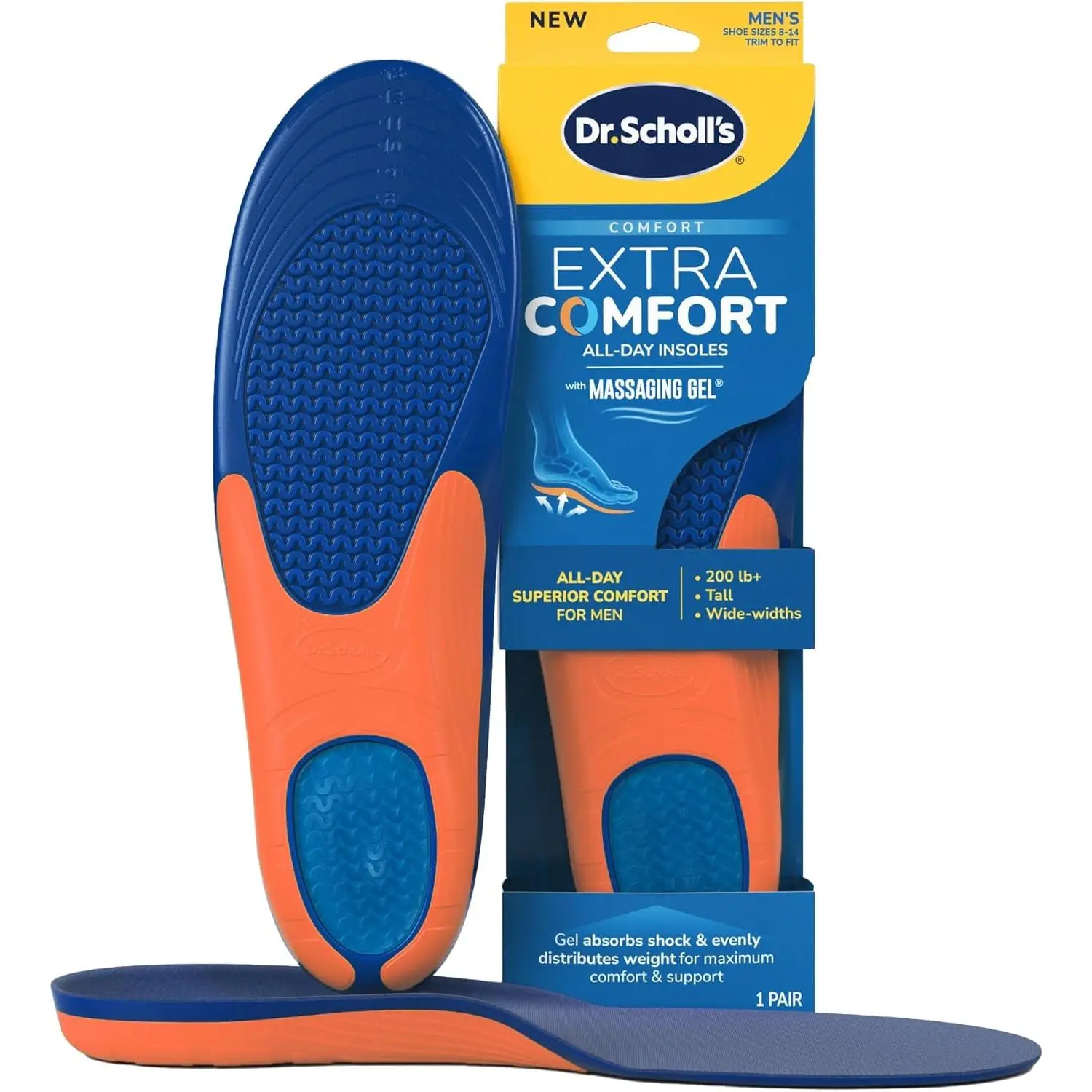 Extra Comfort All-Day Insoles with Massaging Gel® Men's