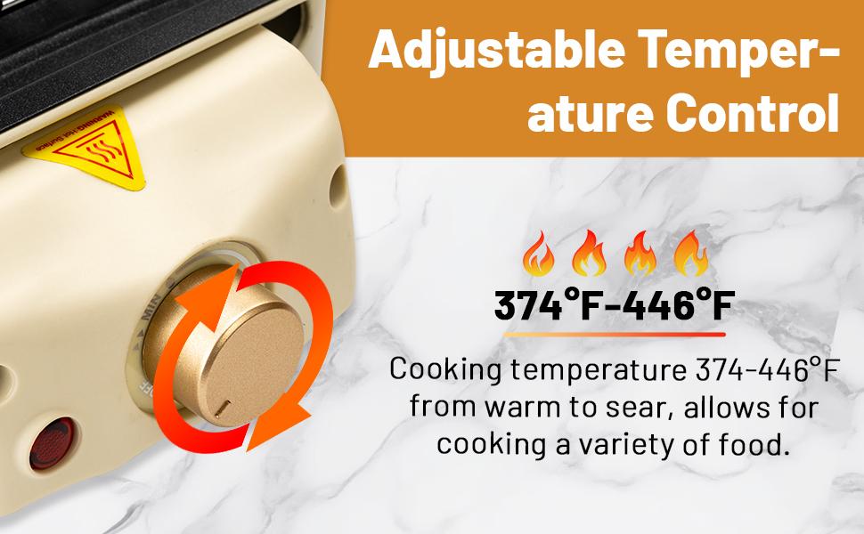 Pukomc Indoor Smokeless Grill Yellow, Non-Stick Cooking Removable Plate, Portable Electric Korean BBQ Grill with Temperature Control, Dishwasher Safe Nonstick Coating Griddle