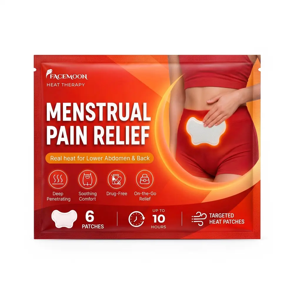 Menstrual Heating Patches for Period Cramps & Back Pain Relief，6 Count Stick on Heating Pads for Lower Abdomen, Portable Discreet Disposable Heat Wraps for Period Pain, Lasts Up to 10 Hours