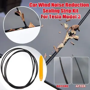 Car Sunroof Rubber Seal Strip Windshield Seal Strip Wind Noise Reduction Kit Anti-Dust Skylight Sealing Strip for Tesla Model Y with Installation Tool (for Model Y) shape automotive weather