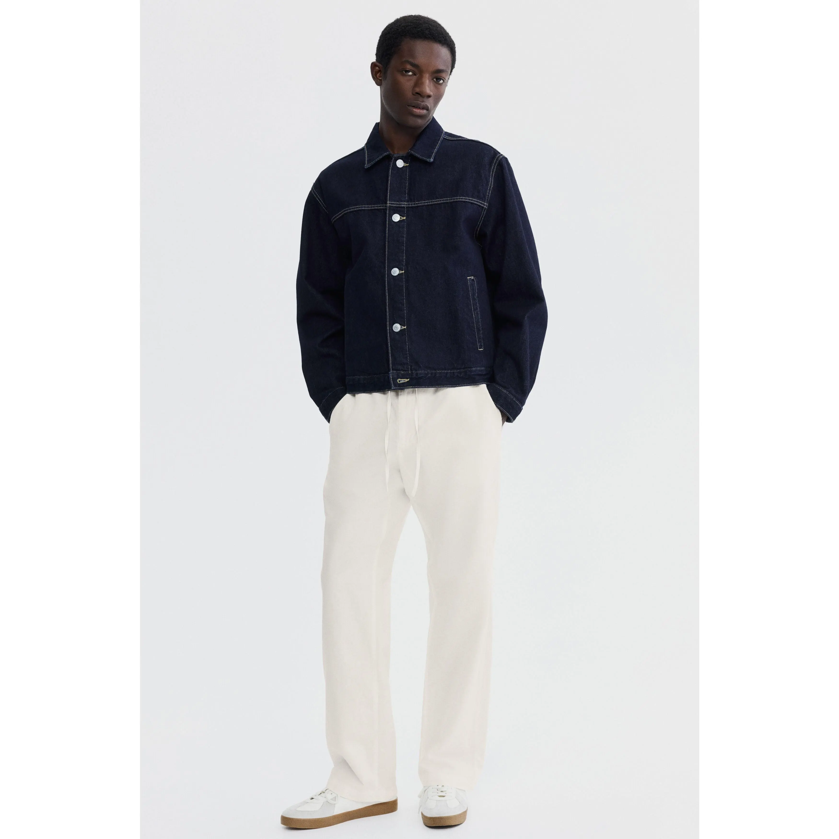 H&M Loose Fit Linen-blend trousers - TikTok Shop