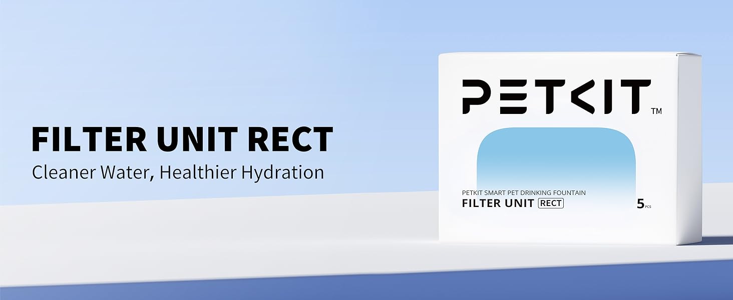 PETKIT Filter Unit Rect for EVERSWEET MAX Cordless Water Fountain, Replacement for 105 fl oz/3L Automatic Cat Fountain, 5 pack