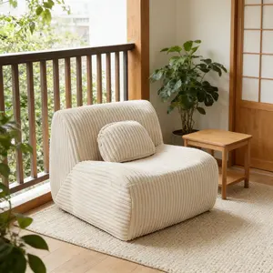 Compressed Sofa Bean BagChair for Adults,Lounge Sofa with Plush Sponge Cushion,Soft Bean Bag Chairs for Living Room,Bedroom,No Assembly Required,Beige,102x91x75cm