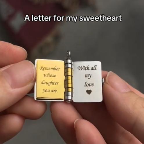 My Little Star Inspirational Book Locket Necklace for Daughter Son Stainless Steel Laser Engraved Quotes Christmas Birthday Graduation Keepsake 30g